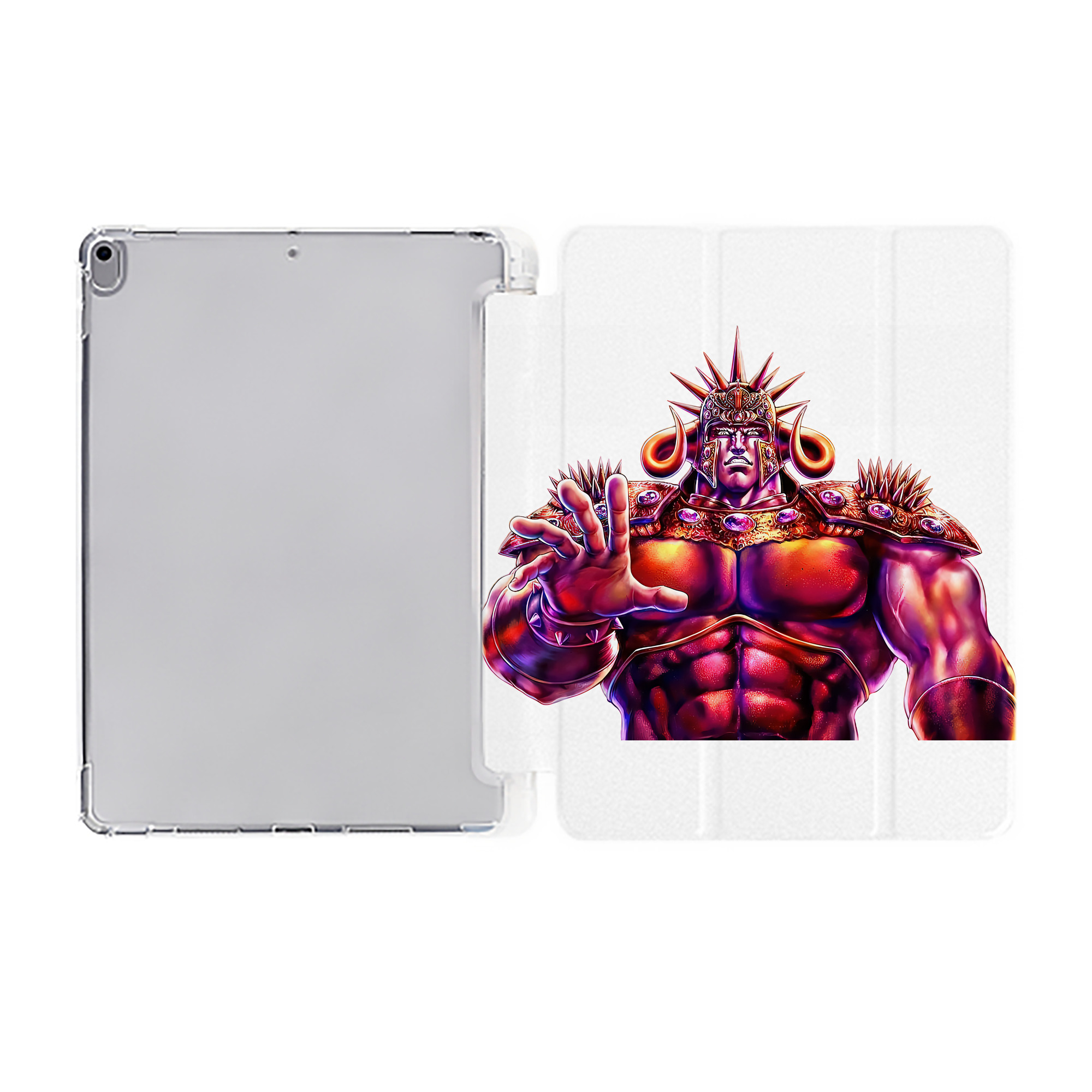 （画像用） 北斗の拳 Fist of the North Star IPad ケース ペン収納付き 三つ折りスタンド PUレザー×シリコン 対応機種9.5/10.5/10.9インチ